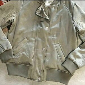 Abercrombie & Fitch Olive Green Satin Classic Bomber Jacket